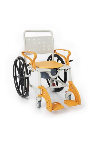 Banyo Tuvalet Sandalyesi Turuncu | 6 Tekerlekli, Paslanmaz Gövde, Lazımlıklı DM-8088B